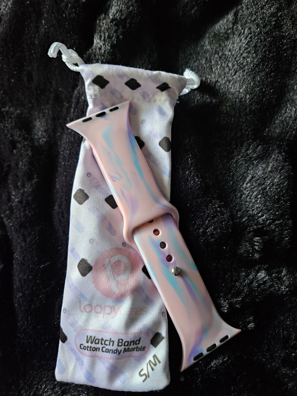 Cotton Candy Marble Silicone Watch Band - Pink/Blue